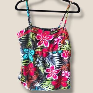 Tropical Floral Spaghetti-Strap Tank Top